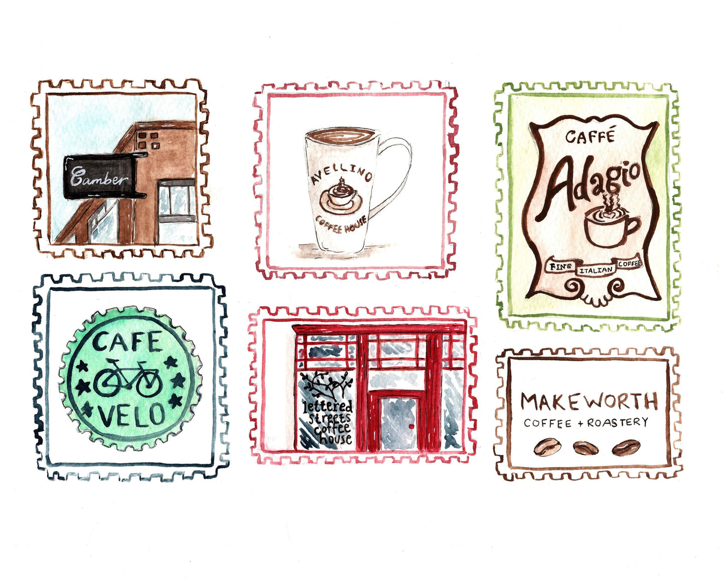Bellingham Coffee Stamps Print
