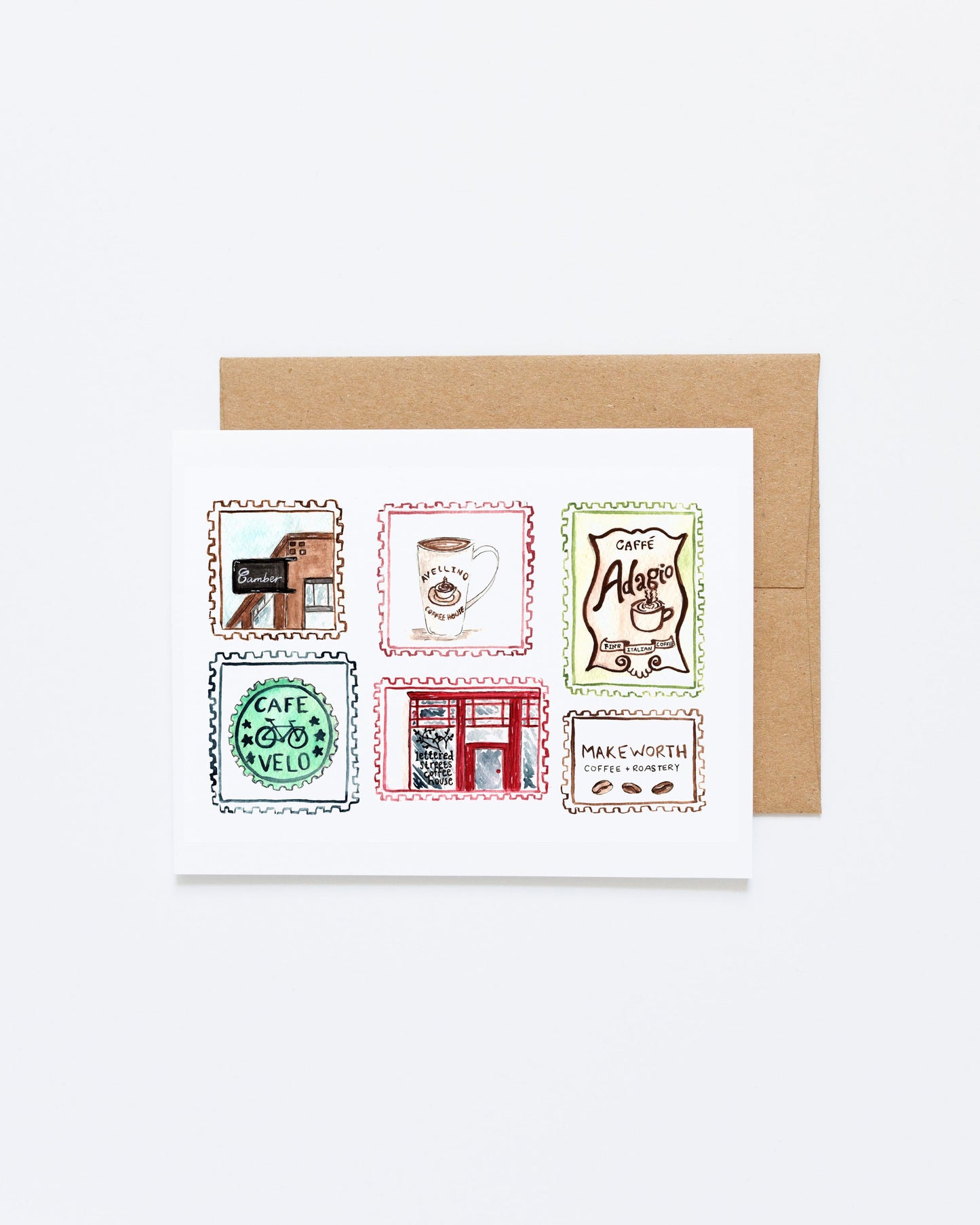 Coffee Stamps Greeting Cards